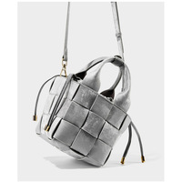 Genuine Leather Women Shoulder Bag Vintage Crossbody Purse Handbag Grey - Thumbnail 2