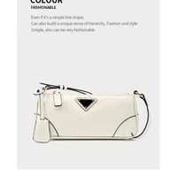 Genuine Leather Women Trendy Cresent Shoulder Bag Hobo Handbags White - Thumbnail 1