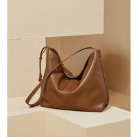 Genuine Leather Womens Fashion Shoulder Bags Large Tote Bag Retro Purse Handbag Brown - Thumbnail 1