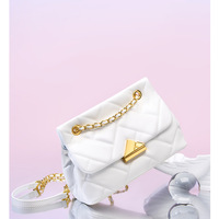 Genuine Leather Women Small Hobo Bag Slouchy Shoulder Bag White - Thumbnail 1