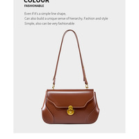 Genuine Leather Women Fashion Handbags Wallet Tote Bag Shoulder Bag Brown - Thumbnail 1