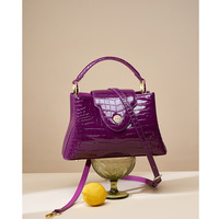 Genuine Leather Fashion Hobo Bags Large Purse and Handbags Purple - Thumbnail 1