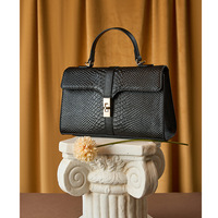 Genuine Leather Women Purses and Ladies Handbags Medium Size Shoulder Bags Black - Thumbnail 1