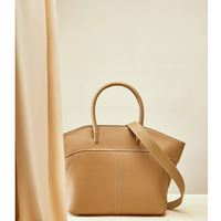 Genuine Leather Fashion Women's Shoulder Bag Tote Bag Brown - Thumbnail 1