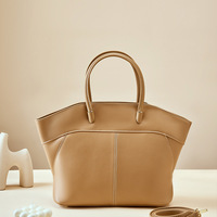 Genuine Leather Fashion Women's Shoulder Bag Tote Bag Brown - Thumbnail 2