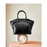 Genuine Leather Fashion Women's Shoulder Bag Tote Bag Black - Thumbnail 2