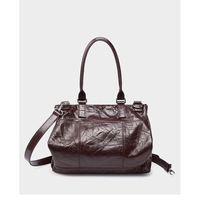 Genuine Leather Ladies' Shoulder Bag Brown - Thumbnail 4