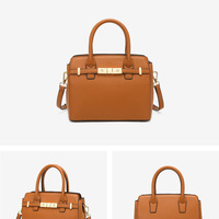 Genuine Leather Womens Purses and Handbags Shoulder Bag Brown - Thumbnail 1