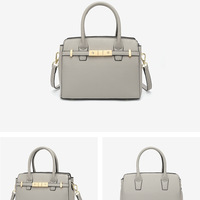 Genuine Leather Womens Purses and Handbags Shoulder Bag Grey - Thumbnail 1