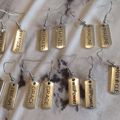 Inspiration word earrings