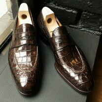 Handmade Men Brown Crocodile/Alligator Leather Loafers Dress Shoes