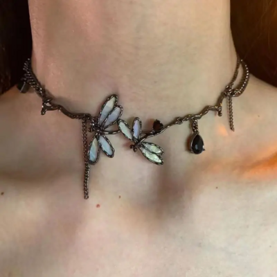 Gothic Fantasy Dragonfly Necklace
