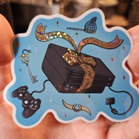 PS2 Present Glitter Sticker (Christmas Consoles)  - Thumbnail 1