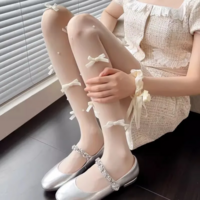 Fashionable Bowknot & Pearl Embellished Stockings - Thumbnail 2