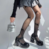 Fashionable Bowknot & Pearl Embellished Stockings - Thumbnail 3