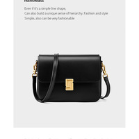 Genuine Leather Shoulder Bag Top-handle Handbag Ladies Purses Black - Thumbnail 1