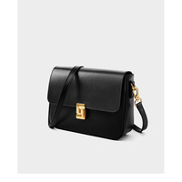 Genuine Leather Shoulder Bag Top-handle Handbag Ladies Purses Black - Thumbnail 2