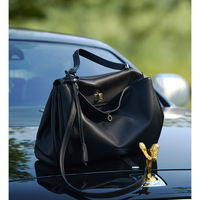 Women's Soft Genuine Leather Satchel Purses Top Handle Crossbody Bags Black - Thumbnail 3