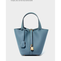 Women Genuine Leather Handbag Shoulder Purse Satchel Tote Crossbody Bag Blue - Thumbnail 1