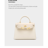 Genuine Leather Satchel Handbag for Women Vintage Handmade Shoulder Bag White - Thumbnail 1