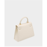 Genuine Leather Satchel Handbag for Women Vintage Handmade Shoulder Bag White - Thumbnail 2