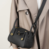 Ladies' Genuine Leather Shoulder Crossbody Bag Lindy Small Bag Black - Thumbnail 1