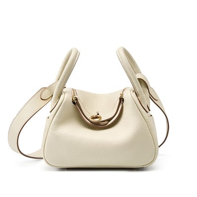 Ladies' genuine leather shoulder crossbody bag lindy small bag white - Thumbnail 2