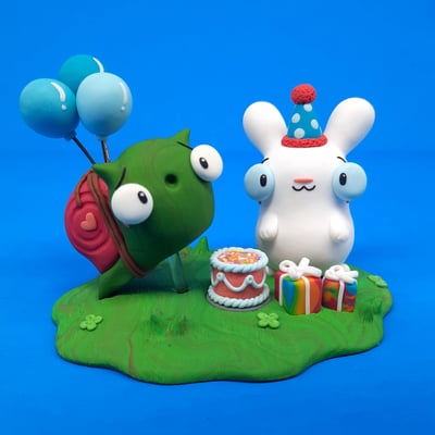 Snail's departure party miniature original sculpt 