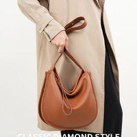 Genuine Leather Satchel Handbag for Women Vintage Handmade Shoulder Bag Brown - Thumbnail 2