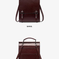 Genuine Leather Backpack British College Style Backpack Purple - Thumbnail 3