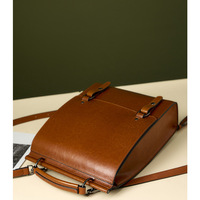 Genuine Leather Backpack British College Style Backpack Brown - Thumbnail 2