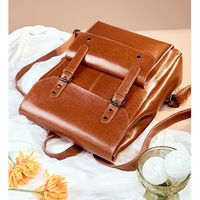 Genuine Leather Backpack Brown - Thumbnail 2