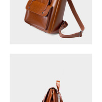 Genuine Leather Backpack Brown - Thumbnail 3