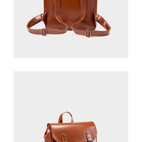 Genuine Leather Backpack Brown - Thumbnail 4