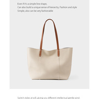 Genuine Leather Women Large Casual Handbag White - Thumbnail 1