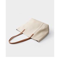 Genuine Leather Women Large Casual Handbag White - Thumbnail 3