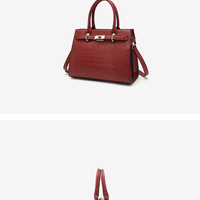 Genuine Leather Purses and Handbags for Women Shoulder Tote Bags Red - Thumbnail 1