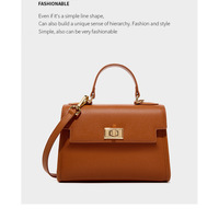 Genuine Leather Women Top Handle Straw Crossbody Bags Brown - Thumbnail 1