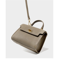 Genuine Leather Women Top Handle Straw Crossbody Bags Bronze - Thumbnail 1