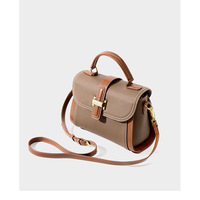 Genuine Leather Handbags Vintage-Style Top Handle Shoulder Bag Grey - Thumbnail 2