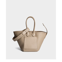 Genuine Leather Women Large Capacity Top-handle Hobo Bag Grey - Thumbnail 3