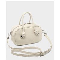 Genuine Leather Women Handbag Purse Top Handle Shoulder Crossbody Bag White - Thumbnail 2