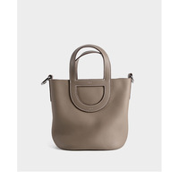 Genuine Leather Women Handbags Tote Purse Shoulder Bag Grey - Thumbnail 1