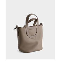 Genuine Leather Women Handbags Tote Purse Shoulder Bag Grey - Thumbnail 2