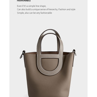 Genuine Leather Women Handbags Tote Purse Shoulder Bag Grey - Thumbnail 1