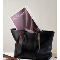 Genuine Leather Women Crossbody Handbag Black - Thumbnail 3