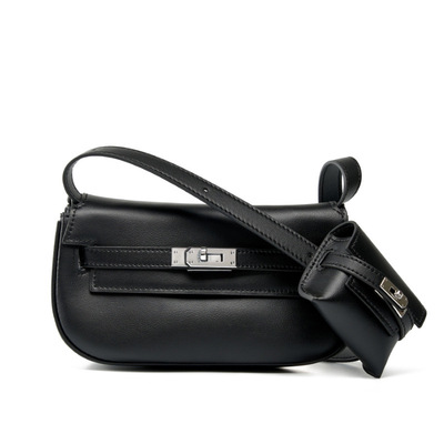 Genuine leather Moove Kelly Mini Multi Functional Saddle Women's Bag Black