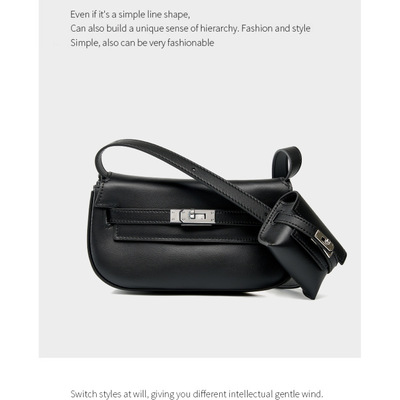 Genuine leather moove kelly mini multi functional saddle women's bag black