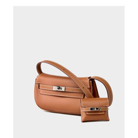 Genuine leather Moove Kelly Mini Multi Functional Saddle Women's Bag Brown - Thumbnail 2