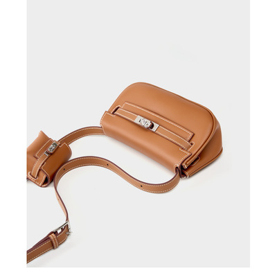 Genuine leather moove kelly mini multi functional saddle women's bag brown
